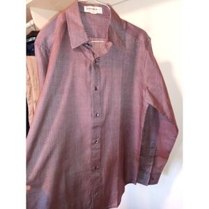 Fabindia Checked Shirt Men's Sz 40 Long Sleeve Fitted Button Down Brown Burgundy